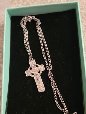 Sterling-Style Celtic Cross Pendant Necklace